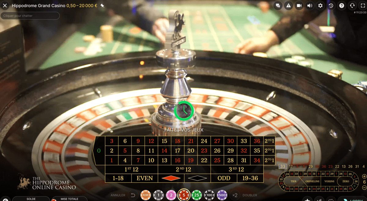 Mises sur la table de l'Hippodrome Roulette