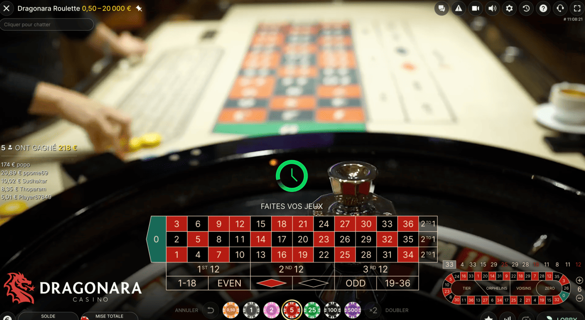 Roue de la Table de la Dragonara Roulette